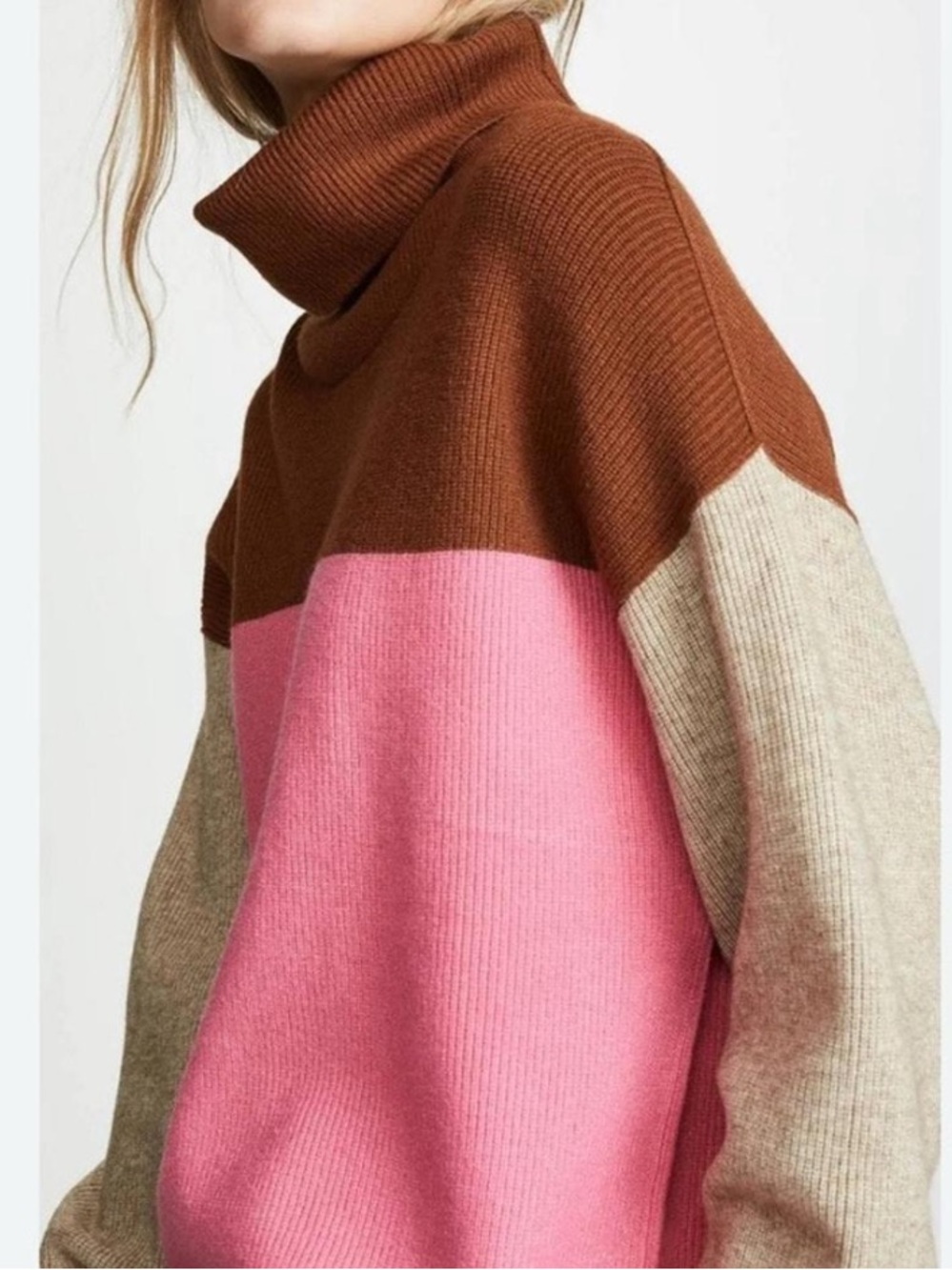 Free People Softly Structured Colorblock Cowl Turtleneck Sweater - size small